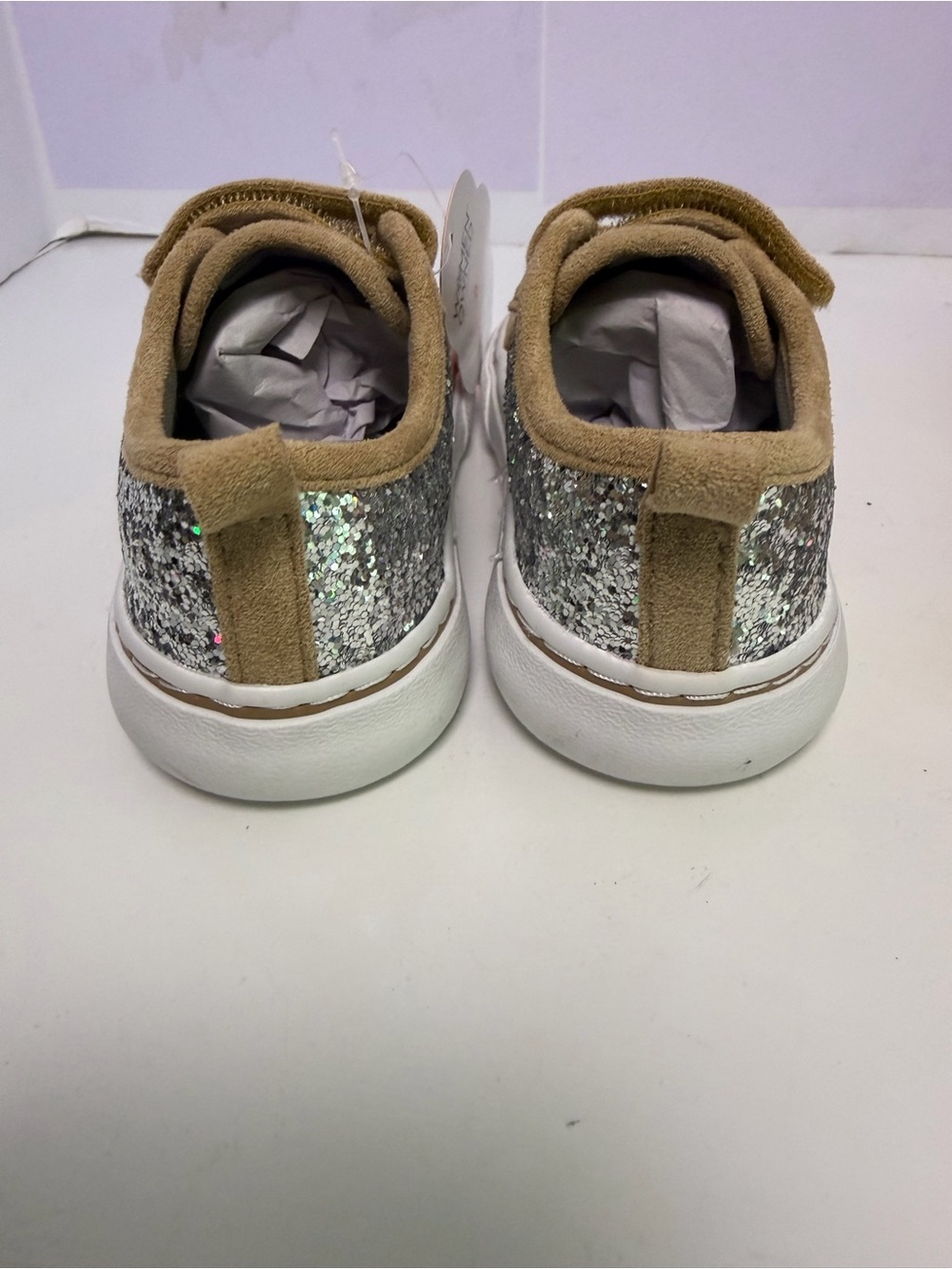 wonder nation Silver Glitter Sneakers with Tan Accents - Picture 6 of 7